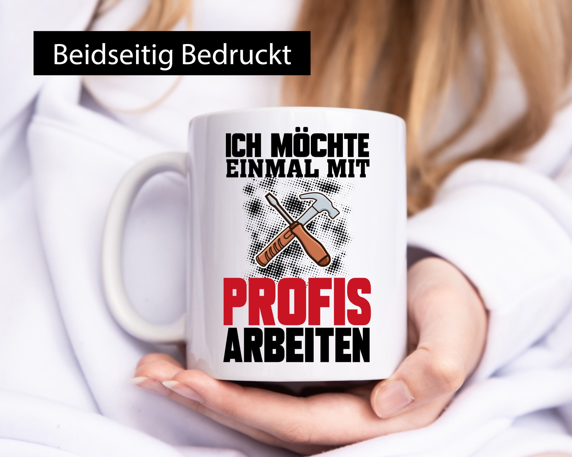 Mit Profis Arbeiten lustiger Spruch Geschenk Arbeit Kollegen Büro Tasse