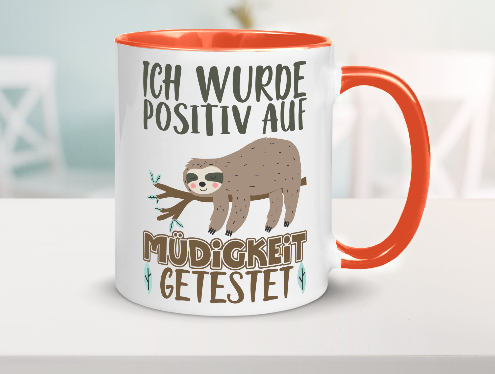 Positiv auf Müde getestet lustiger Spruch Geschenk Humor Geschenkidee Tasse