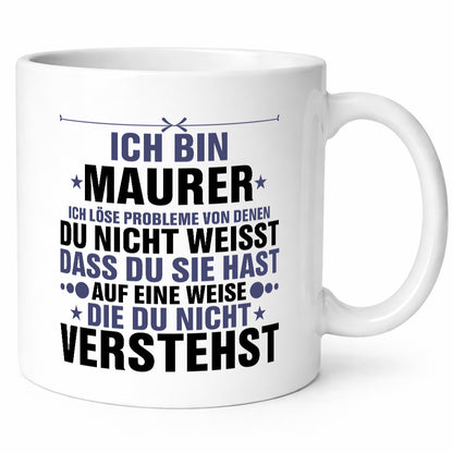 Löse Probleme: Maurer | Bau Handwerker v2 Humor Geschenkidee Tasse