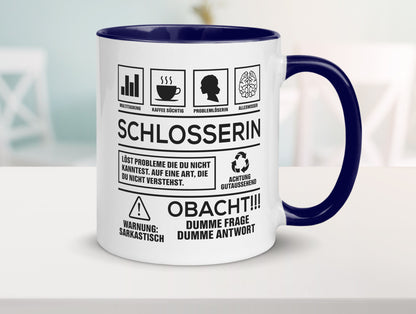 Achtung Probleme Schlosserin | Schlosserei Geschenkidee Humor Tasse