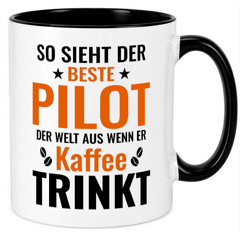 Kaffee trinkt: Pilot | Flugzeug Piloten lustiger Spruch Geschenk Humor