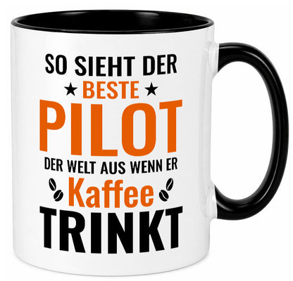 Kaffee trinkt: Pilot | Flugzeug Piloten lustiger Spruch Geschenk Humor