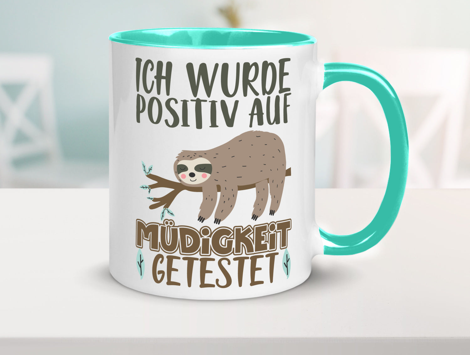 Positiv auf Müde getestet lustiger Spruch Geschenk Humor Geschenkidee Tasse