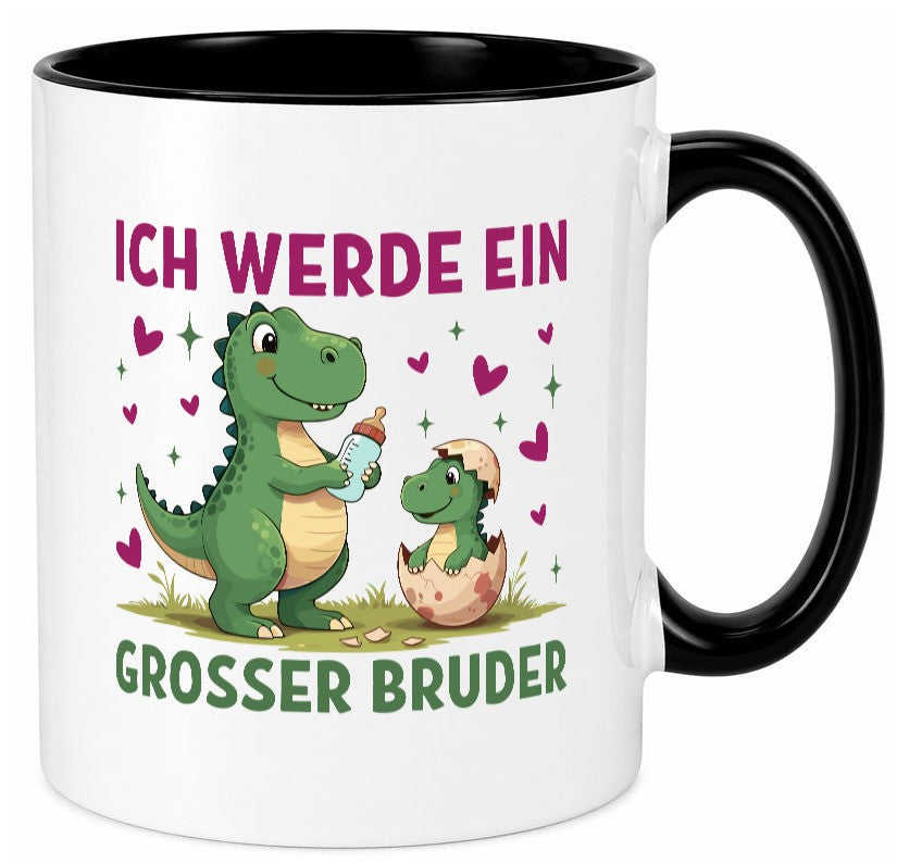 Ich werde ein Großer Bruder | Dino Dinosaurier lustiger Spruch Geschenk Humor Tasse