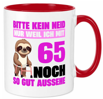 65. Geburtstag | Bitte kein neid Faultier 65 Jahre v2 lustig Geschenkidee Tasse