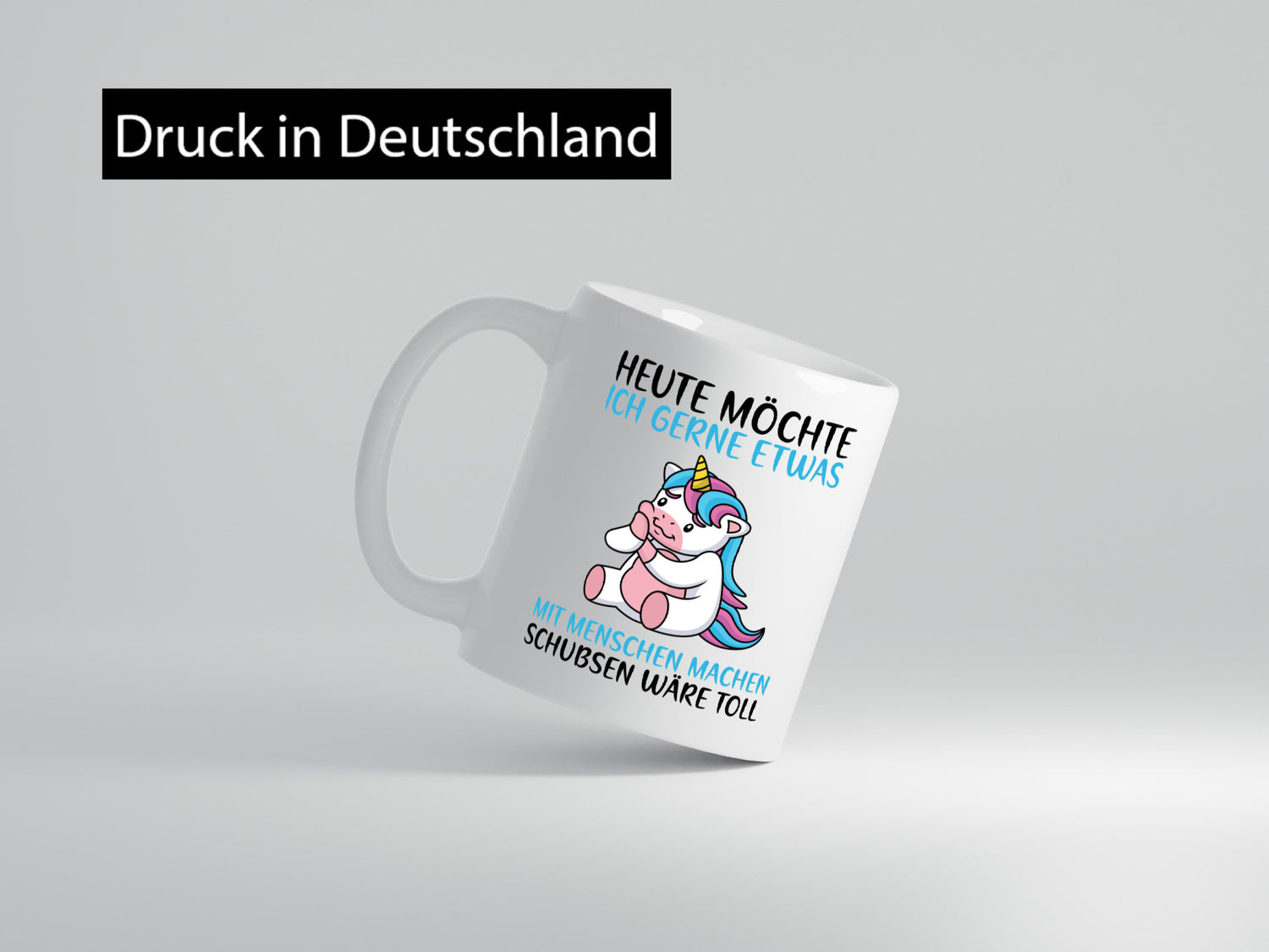 Möchte etwas mit Menschen machen | süßes Einhorn Spruch Humor Geschenkidee Tasse