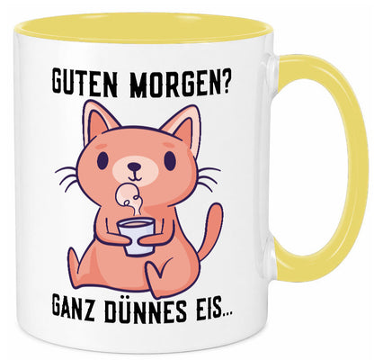 Guten Morgen | Morgenmuffel Dünnes Eis Katze mit Pulli Geschenk Tierliebhaber Tasse