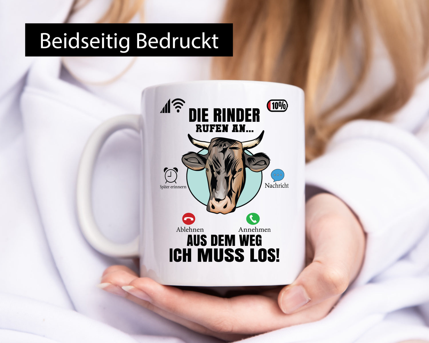 Die Rinder rufen an | Farmer Rind Bauernhof lustiger Spruch Geschenk Humor