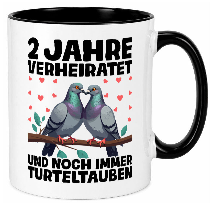 2 Jahre verheiratet | Turteltauben Ehe Ehepaar lustig Humor Geschenkidee Tasse