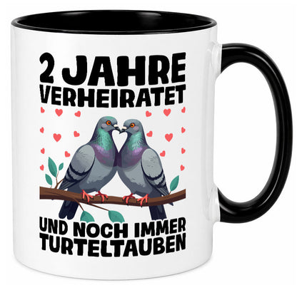2 Jahre verheiratet | Turteltauben Ehe Ehepaar lustig Humor Geschenkidee Tasse