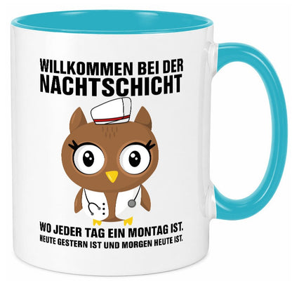 Nachtschicht | müde Eule Sanitäter Krankenschwester Humor Geschenkidee Tasse
