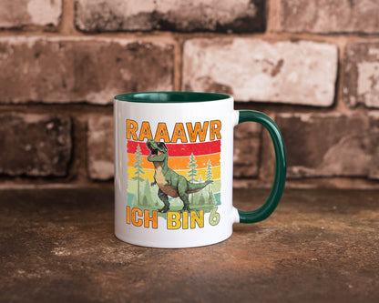 6. Geburtstag | 6 Jahre rarrrr ich bin Dinosaurier Humor Geschenkidee Tasse