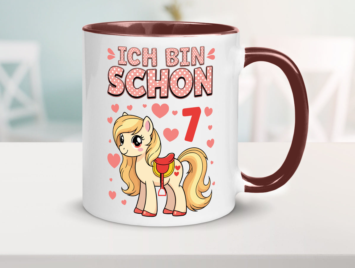 7. Geburtstag | 7 Jahre Mädchen Reiten Pony lustiger Spruch Geschenk Tasse