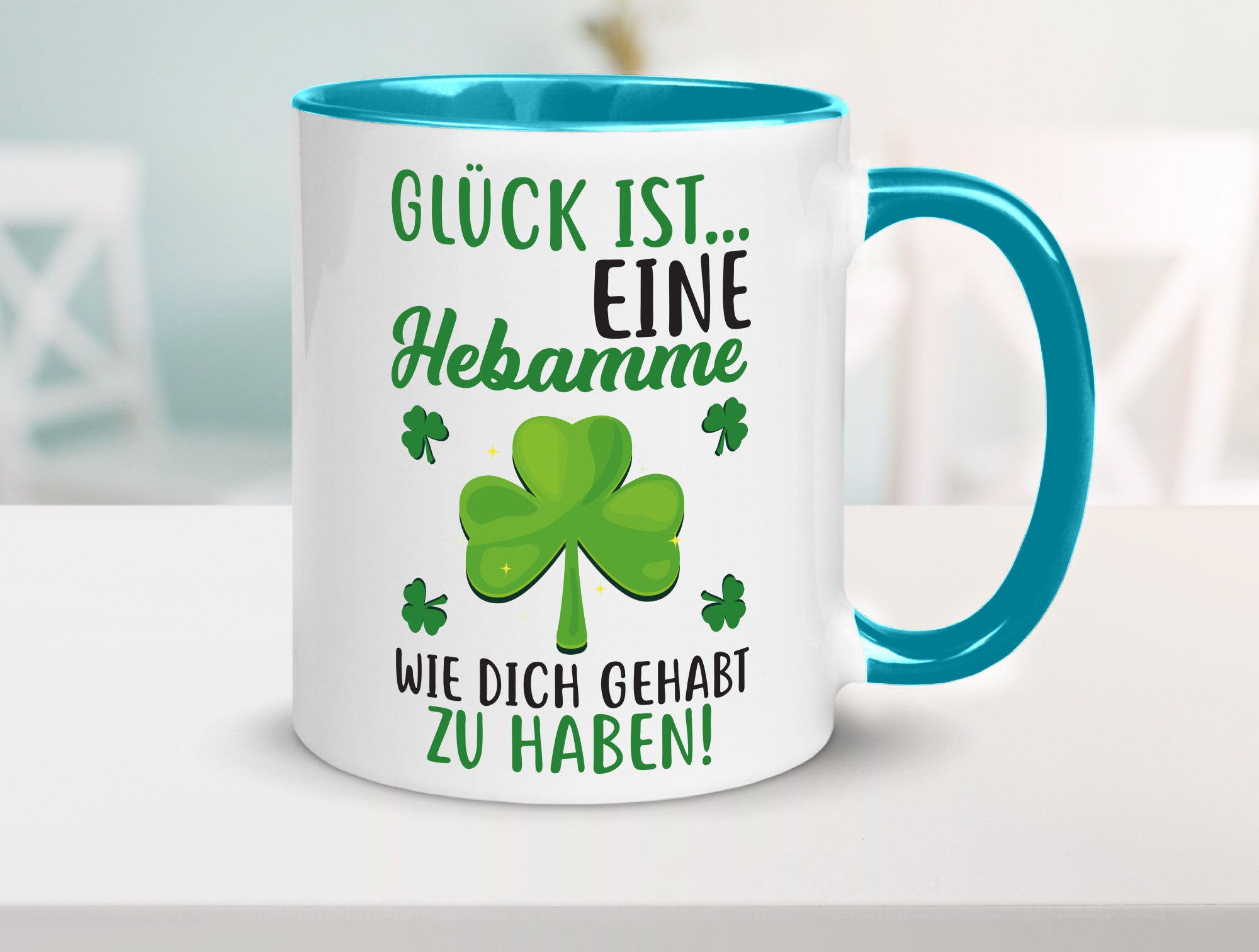 Hebamme Dankeschön | Dankes Tasse Kleeblätter Glück Humor Geschenkidee