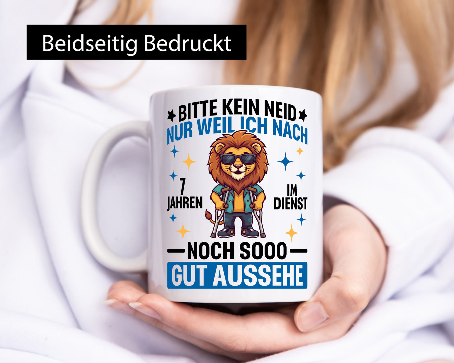 7 Jahre im Dienst | Arbeitsjubiläum Arbeit Geschenkidee Kollegen Büro Humor