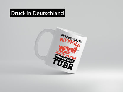 Alter Mann mit Tuba | Tubaspieler Tasse Musiker Witz Humor Geschenkidee