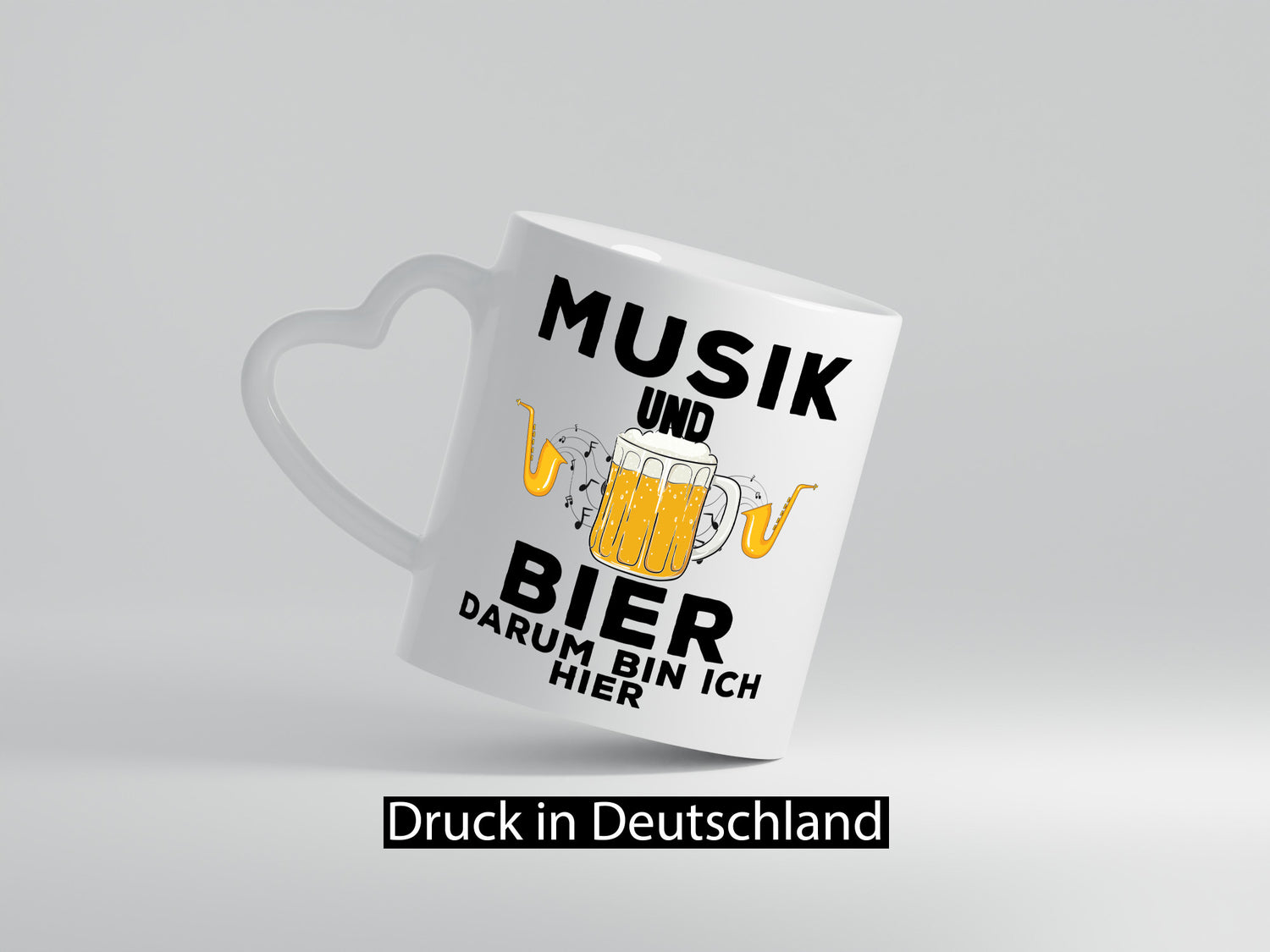 Musik und Bier darum bin ich hier | Party Freunde Humor Geschenkidee Tasse