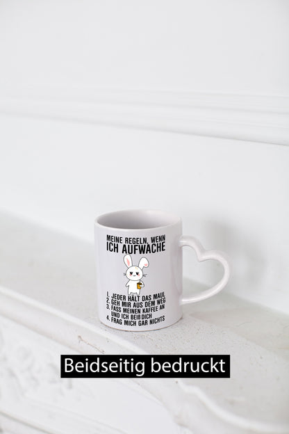 Regeln wenn ich aufwache | Morgenmuffel Hase Kaffee Geschenk Humor Geschenkidee