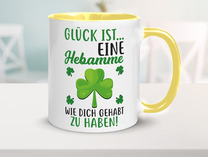 Hebamme Dankeschön | Dankes Tasse Kleeblätter Glück Humor Geschenkidee