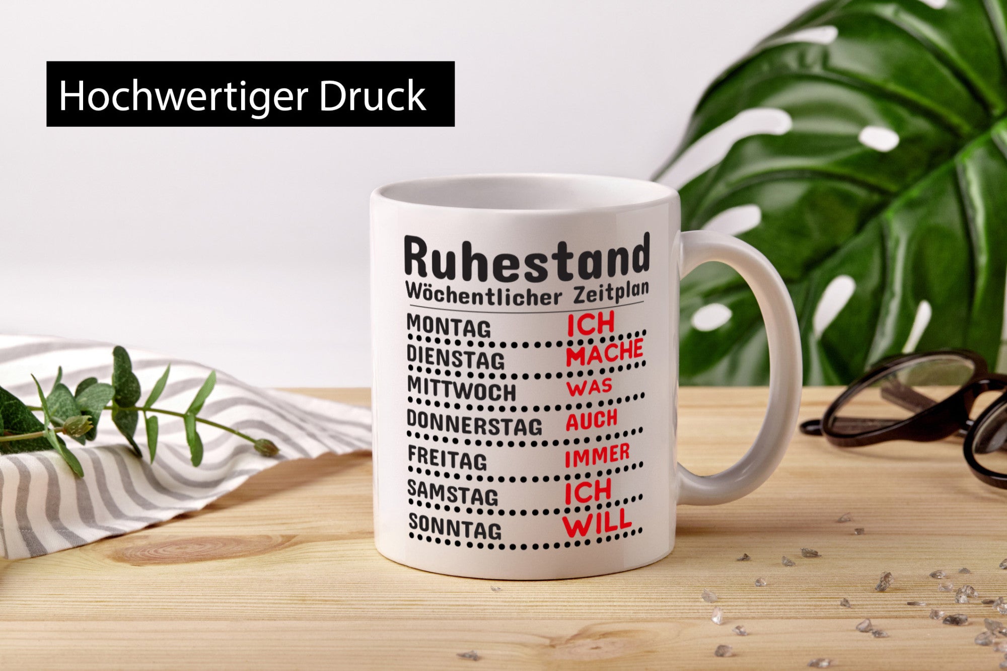 Rentner Zeitplan lustiger Spruch Geschenk Ruhestand Jubiläum Tasse