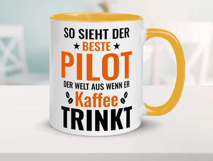 Kaffee trinkt: Pilot | Flugzeug Piloten lustiger Spruch Geschenk Humor