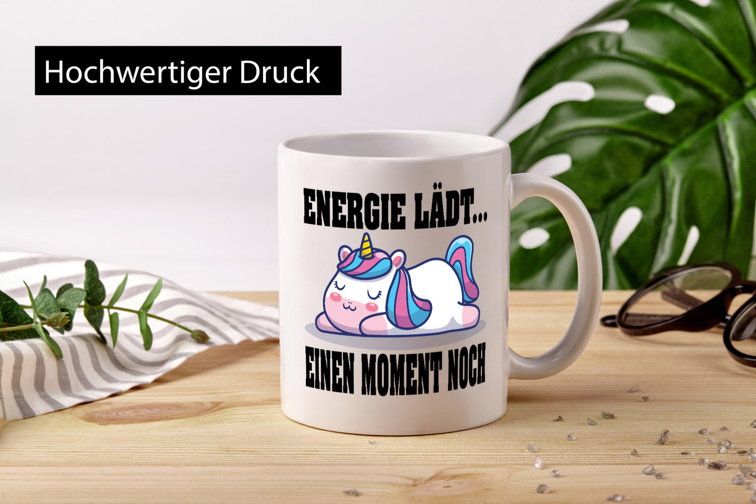 Energie Lädt einen Moment noch | Einhorn Faul Humor Geschenkidee Tasse