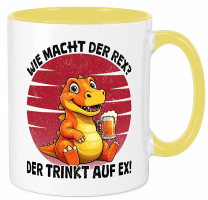 Wie macht der Rex trinkt auf ex | Bier T-Rex v2 lustiger Spruch Geschenk Humor Tasse