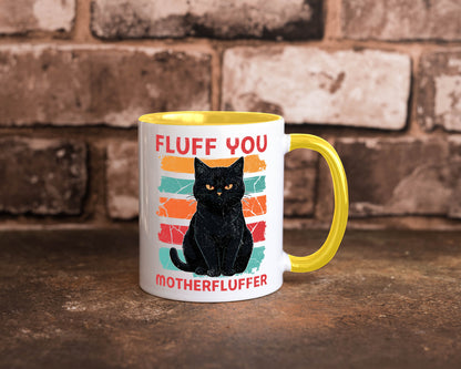 Fluff you Motherfluffer | Schwarze Katze Böse Humor Tierliebhaber Geschenkidee