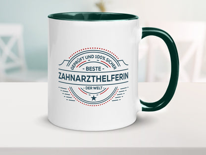 Geprüft und sicher: Zahnarzthelferin | Zahnmedizin Humor Geschenkidee Tasse