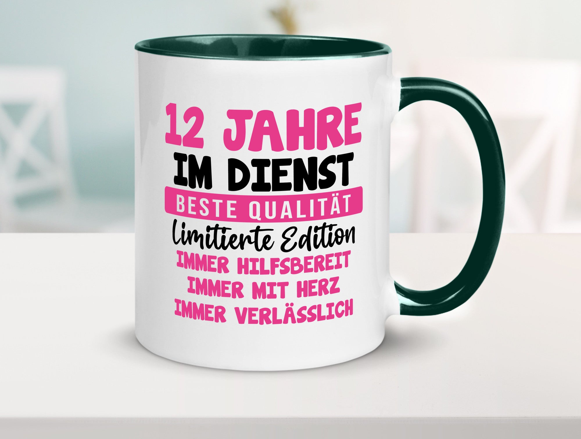 12 Jahre im Dienst | Jubiläum Arbeit v10 Geschenkidee Kollegen Büro Humor Tasse