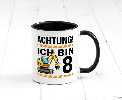 8 Geburtstag Ich bin | Bagger Junge Geschenk Geschenkidee lustiger Spruch Tasse