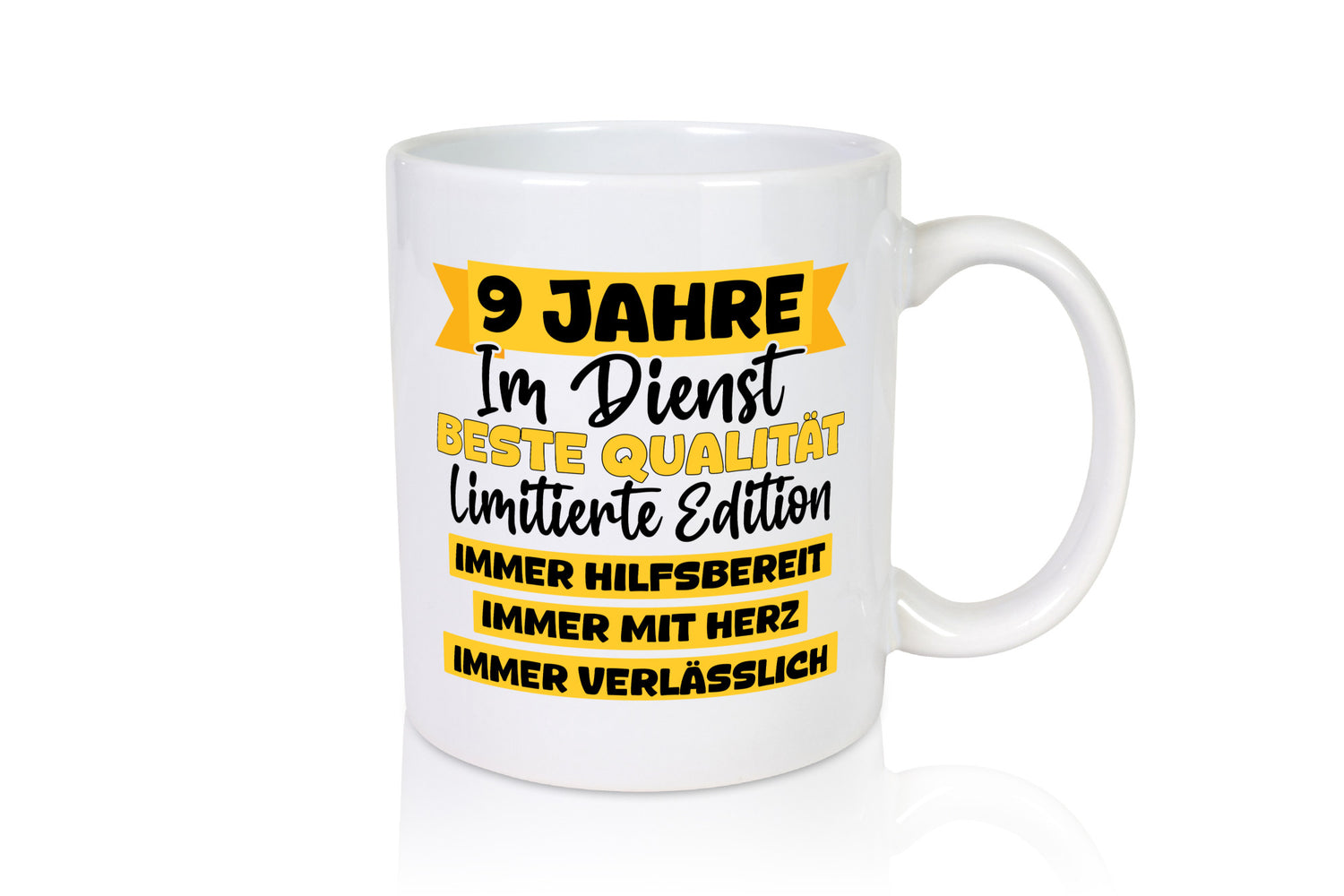 9 Jahre im Dienst | Jubiläum Arbeit v8 lustig Kollegen Büro Geschenk Tasse