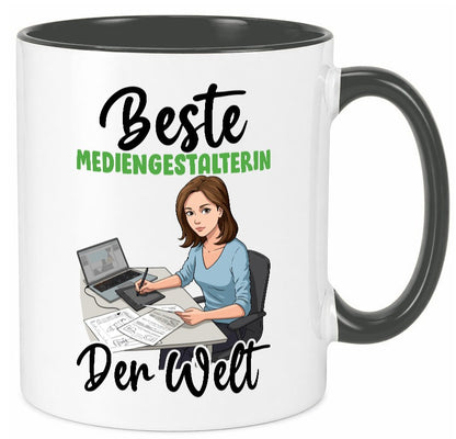 Beste Mediengestalterin | Medien v2 Geschenk Humor Geschenkidee lustiger Spruch Tasse