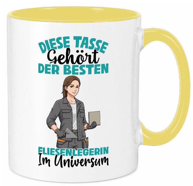 Im Universum: Fliesenlegerin | Fliesenlegen Bau Geschenkidee Humor Tasse