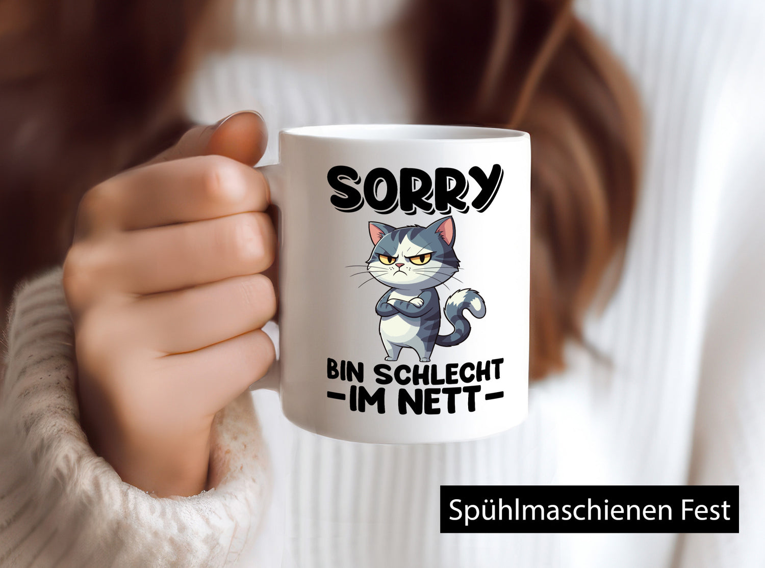Sorry bin schleht im nett | Böse Katze Geschenkidee Tierliebhaber Humor Tasse