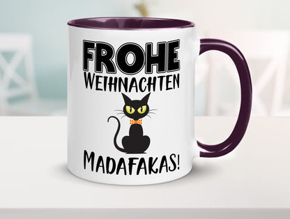 Frohe Weihnachten Madafakas! | Katze Tasse Vintage lustiger Spruch Geschenk