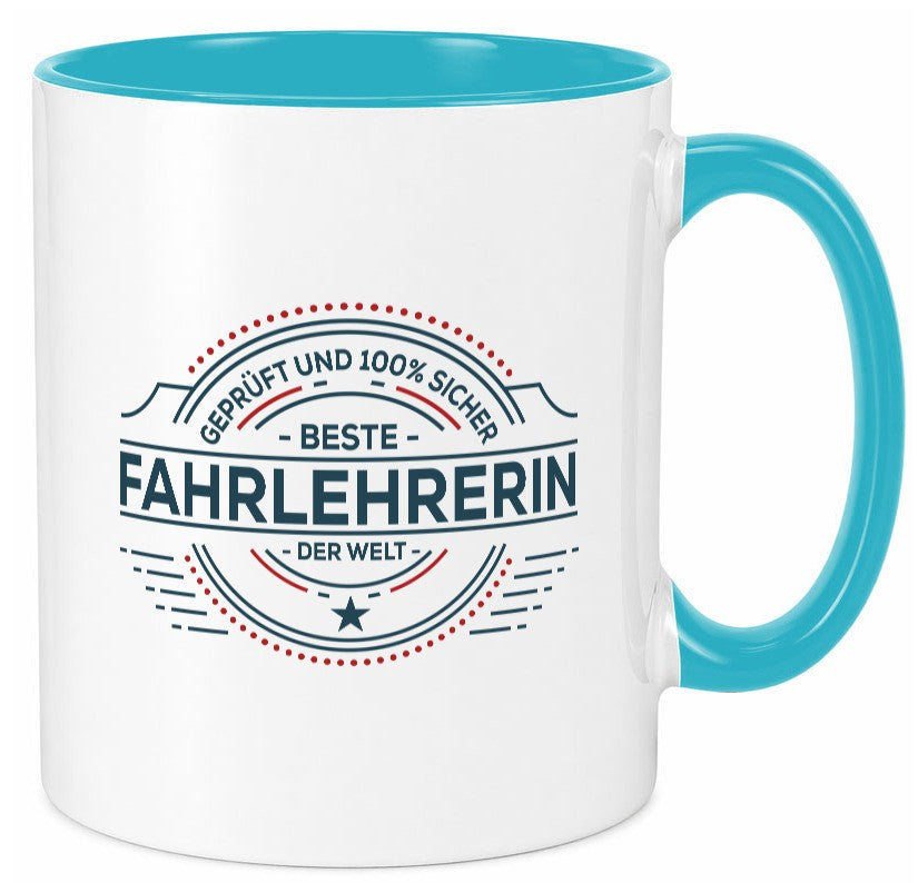Geprüft und sicher: Fahrlehrerin| Fahrschule lustig Humor Geschenkidee Geschenk Tasse