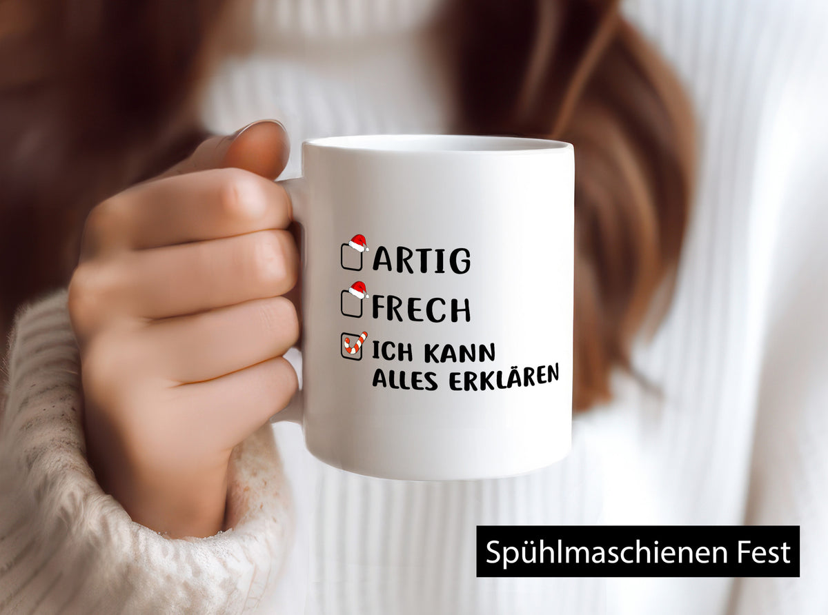 Weihnachten | Artig Frech lustiger Spruch Geschenk Humor Geschenkidee Tasse