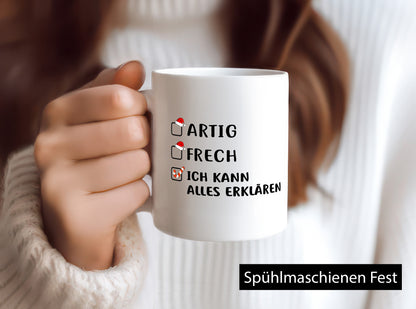 Weihnachten | Artig Frech lustiger Spruch Geschenk Humor Geschenkidee Tasse