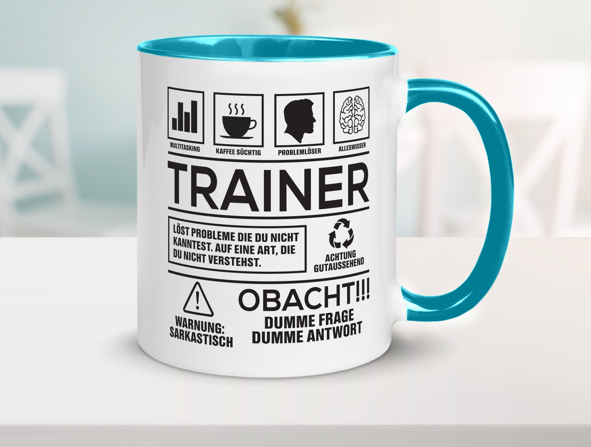 Achtung Probleme Trainer | Verein Sport lustig Humor Geschenkidee Geschenk Tasse