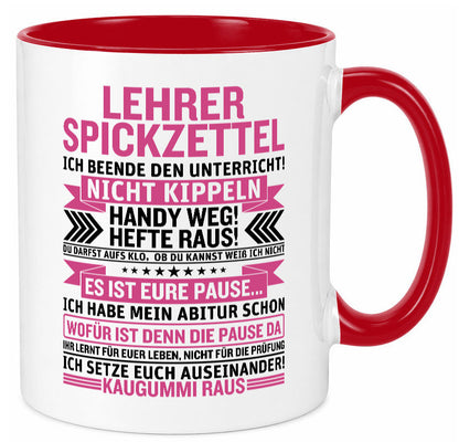 Lehrer Spickzettel | Beruf Tasse lustiger Spruch vl1 Geschenk Arbeit Kollegen