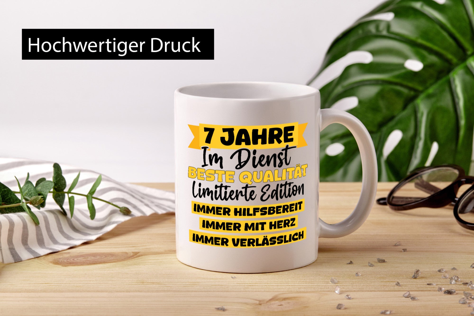 7 Jahre im Dienst | Jubiläum Arbeit v8 Geschenk Kollegen Büro lustiger Spruch