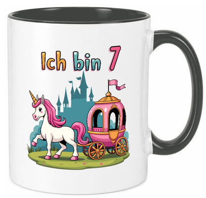 7. Geburtstag | Prinzessin in Kutsche Einhorn lustiger Spruch Geschenk