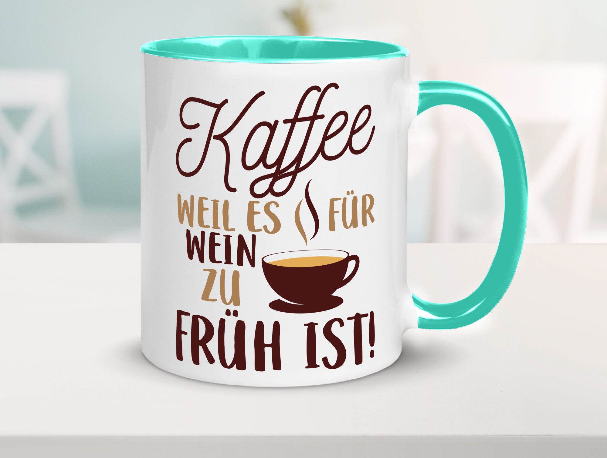 Weil es für Wein zu früh ist | Kaffeetrinker Herzschlag Humor Geschenkidee Tasse