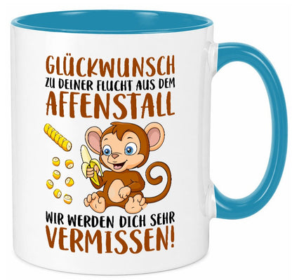 Glückwunsch zur Flucht | Affenstall Arbeitskollegen Geschenk Arbeit Kollegen Tasse