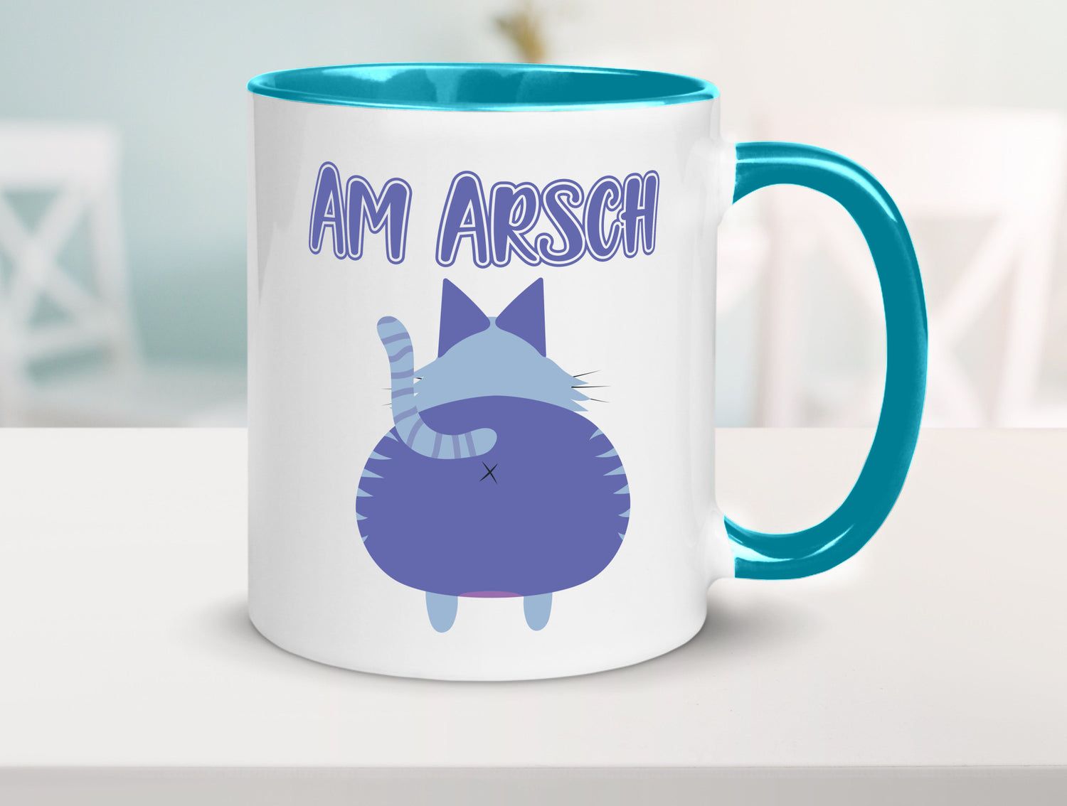 Am Arsch | Katzenmotiv Tasse Kollege Katzenbesitzer Geschenkidee Arbeit