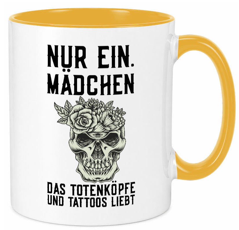 Mädchen |Tattoos und Totenköpfe | Tätowieren Rockabilly Humor Geschenkidee Tasse