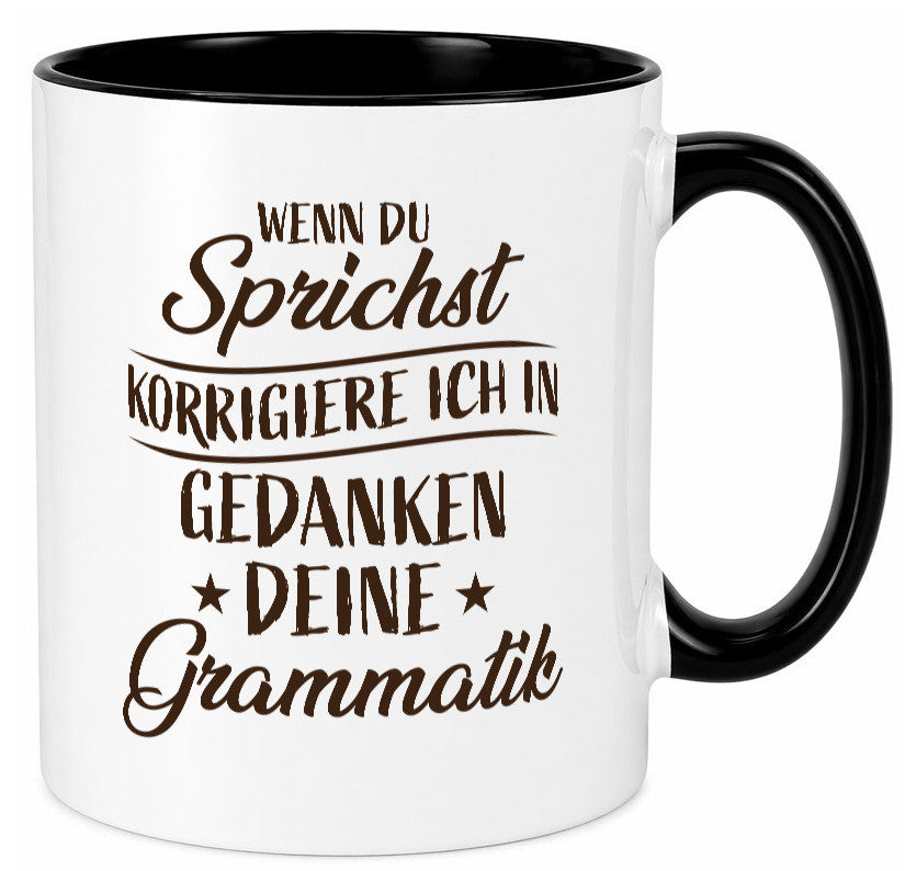Grammatik korrigieren während du sprichst | Sterne lustig Humor Geschenkidee Tasse