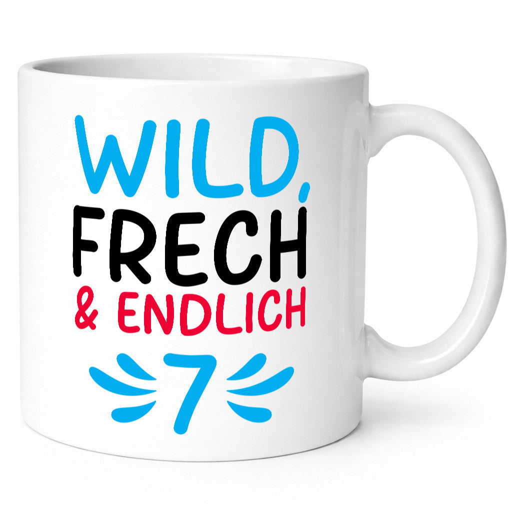 7. Geburtstag | 7 Jahre Wild &amp; Frech lustiger Spruch Geschenk Geschenkidee Tasse