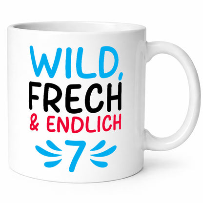 7. Geburtstag | 7 Jahre Wild &amp; Frech lustiger Spruch Geschenk Geschenkidee Tasse